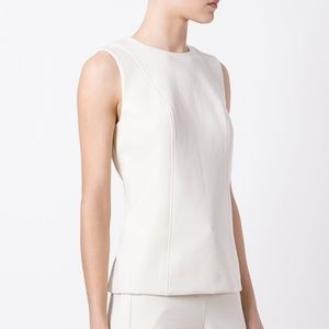 Theory off white fitted shell sleeveless top